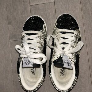 Lola + The Boys Black and Silver Glitter Sneakers